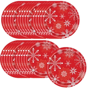 B Christmas Snowflake Paper Plates Set Of 25 Disposable Holiday Dinner Plates Winter Party Tableware For Birthday Christmas Celebration Seasonal Decorations