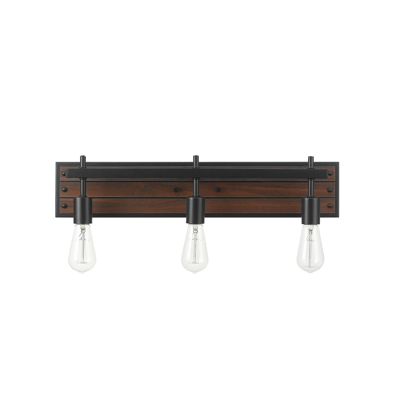 Applique murale à 3 ampoules Mackay, fini similibois, accents noir mat