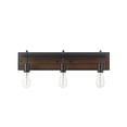 thumbnail image 1 of Mackay 3-Light Vanity Light, Faux Wood Finish, Matte Black Accents, 1 of 9