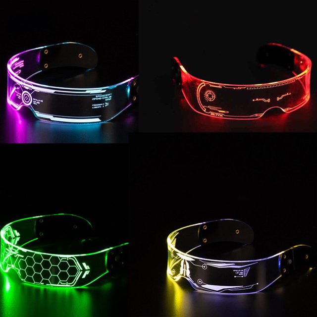 Langgg Lunettes Lumineuses Sans Fil LED à Piles Ergonomiques Réglables Réutilisables pour Festival de Musique 5 Pcs Bouton Batterie