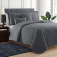 thumbnail image 1 of Clara Clark Ensemble de Courtepointe 5 Pcs, Couvre-Lit Tissage Ellipse Style Moderne, Gris, Très Grand Lit, 1 of 4