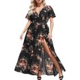 thumbnail image 1 of Ketyyh-chn99 Robes Femmes 2024 Robe Soleil Robes pour Femmes Robes d'Été pour Femmes Imprimé Décontracté Col en V Bouton Manches Courtes Décontracté Robes Femme Noir,3TG, 1 of 5