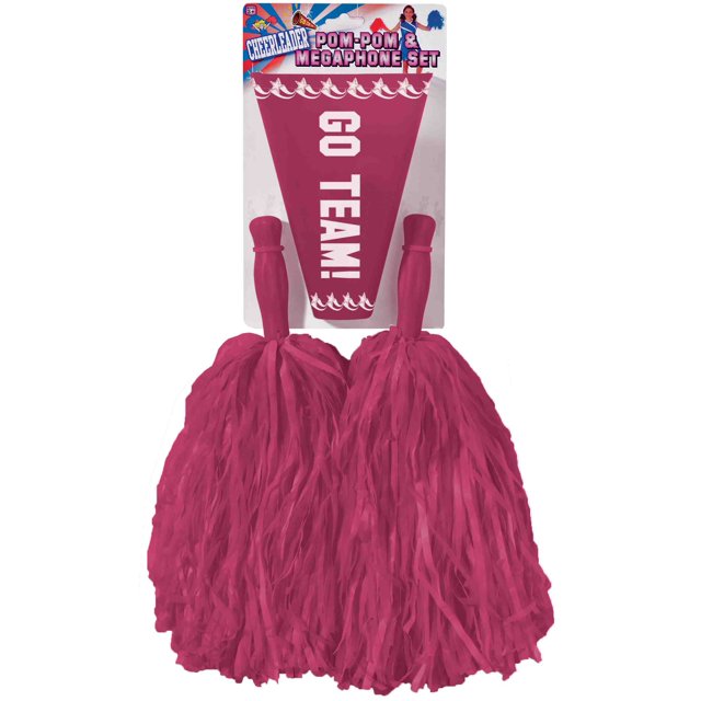 Ensemble d'Accessoires de Costume Pom-Pom Girl et Mégaphone : Rouge