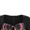 thumbnail image 3 of Women‘s Spring Autumn Patchwork Dress Long Sleeve Square Neck Plaid Zipper A-Line Dress, 3 of 5