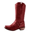 thumbnail image 1 of Womens Cowboy Motorcycle Riding Boots Winter Fall Leather Square Toe Wide Mid Calf Western Cowgirl Booties, 1 of 4