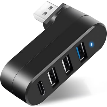 4-Port USB 3.0 Hub [90°/180° Degree Rotatable], USB Splitter with 3 USB Ports & 1 USB C Power/Data Port, USB Extender for Laptop, Car, iMac, MacBook Air, MacBook Pro, and More