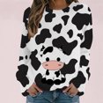 thumbnail image 2 of Pompotops Womens Shirts Round-Neck Print Long Sleeve Tops Printed Regular Blouse Clearance, 2 of 5