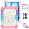 thumbnail image 1 of XYX For iPad Air 11 inch (2025 M3/2024 M2) Case, 360 Rotating Shockproof Cover with Stand, Screen Protector, Shoulder Strap, Rainbow Pink, 1 of 7