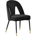 thumbnail image 2 of Meridian Furniture Akoya Velvet Dining Chair, Black (Set of 2), 2 of 6