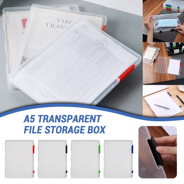 Xihbxyly A5 Transparent Storage Box Clear Plastic Document Paper Filling Case File Box