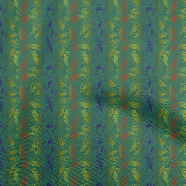 oneOone Polyester Spandex Green Fabric Leaves Craft Projects Decor Fabric Printed By The Yard 56 Inch Wide