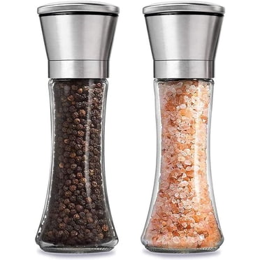 Salt and Pepper Grinder, Elegant Stainless Steel Salt & Pepper Mill Shaker, Adjustable Coarseness, Refillable -Sea Salt, Black Peppercorn Mill for Kitchen & Dining (T02)…