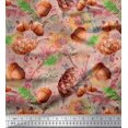 thumbnail image 1 of Soimoi Orange polyester Crepe Fabric Apricot, polyester & Oaknut Fruits Fabric Prints by Yard 42 Inch Wide, 1 of 3