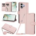 thumbnail image 1 of iPhone 17 Leather Wallet Case, Book Style Cover with Tab Closure, Pink, 1 of 6