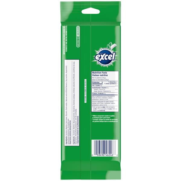 EXCEL, Menthe verte, gomme à mâcher sans sucre, 18 morceaux, 3 emb