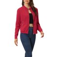 thumbnail image 4 of INSPIRE CHIC Veste de Moto de Motard Légère à Col Montant à Fermeture Éclair pour Femme Rouge P, 4 of 5