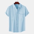 thumbnail image 2 of Besolor Mens Summer Short Sleeve Shirts Collared Button down Shirts Big and Tall Casual Solid Color Beach Shirts Tops, 2 of 6
