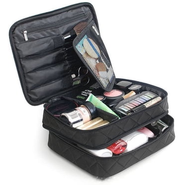 Grande Trousse de Maquillage, Trousse Cosmétique de Voyage à Double Couche Trousse de Maquillage avec Trousse de Toilette Transparente Portable Maquillage Résistant à l'Eau