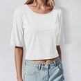 thumbnail image 1 of T-Shirt Court Basique Décontracté pour Femme à Col Rond, Manches Courtes, Coupe Ajustée, Haut pour Usage Quotidien avec Jeans, Pantalons, Jupes, 1 of 3