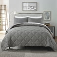 thumbnail image 1 of JML 3 Pieces Dark Gray Queen Comforter Set, Soft Microfiber Bedding Set With 1 Comforter and 2 Pillow Cases Suit for All Seasons, 1 of 7