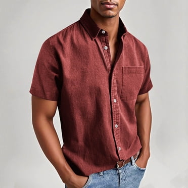 Chemise à Manches Courtes pour Homme à Boutons, Chemise Décontractée Ample et Respirante en Polyester pour Homme, Chemise à Manches Courtes à Boutons avec Poche