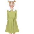 thumbnail image 2 of Robe Fille Verte Col Blanc Uniforme Scolaire Quotidien Coton Décontracté 5 Ans, 2 of 7