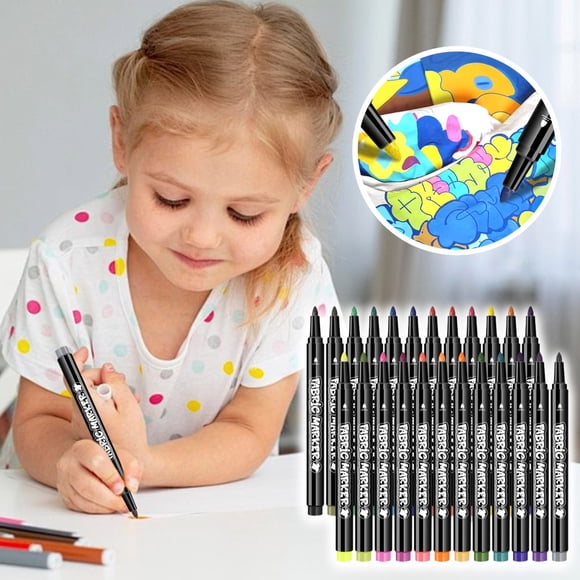 Kbndieu Waterproof Fabric Markers 24 - Color DIY Washable Waterproof Fabric Markers for T - Shirt Doodling Fabric Painting - Non - Fading for Handmade 100ml Home Essentials