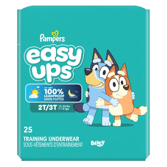 Pampers Easy Ups Culottes d'Entraînement à la Propreté pour Filles & Garçons, Taille 4 (2T3T), Bluey sous-Vêtements d'Entraînement Absorbants, jusqu'à 100 % Antifuites Jour et Nuit, Hypoallergénique