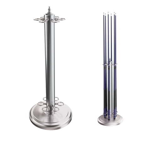 Gse Games & Sports Expert Stand-Style Metal Billiard Pool Cue Rack Only Holds 6 Pool Sticks Floor Stand Billiard Cue Rack (Brushed Nickel)