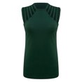 thumbnail image 4 of Pompotops Mode Femme Décontracté Slim Uni Col Rond Sexy Sans Manches Gilet Ajouré, 4 of 6