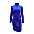 thumbnail image 4 of Gspmoly Robes pour Femmes Grande Taille, Mode Robe Décontractée pour Femmes à Manches Longues Unie Dames en Velours Doré à Col Montant Mi-Haut Robe Ajustée Robes de Soirée pour Femmes Offres, 4 of 6