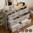 thumbnail image 3 of VEANERWOOD Commode à 6 Tiroirs pour Chambre, Commode en Bois avec Station de Recharge, Gris, 3 of 10