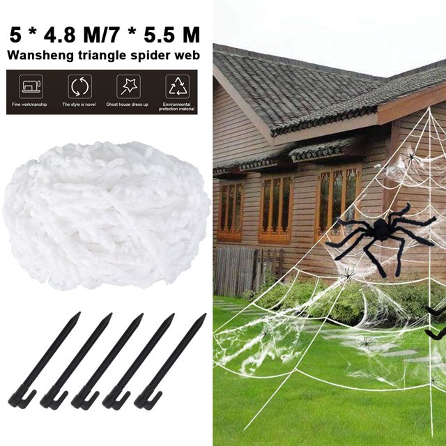Spider Web Halloween Horror Decoration Props Triangle Giant Spider Web For Halloween Outdoor Yard Decoration