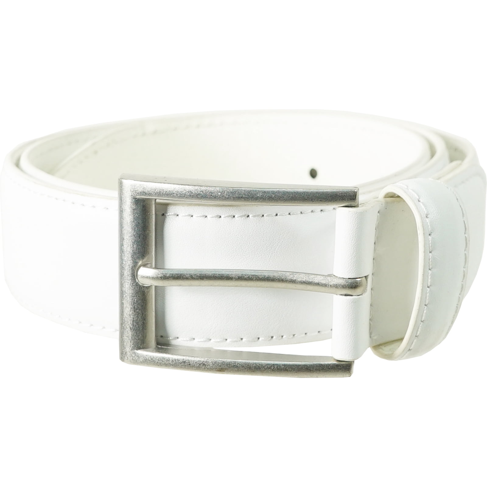 vangelo Men Classic Dress Belt White Size 46 Inch Fits Waist Length 44 to 46 Inch