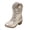 Gold, variant on Wxirdiow Toddler Little Boys Girls Cowboy Boots Children's Girls' Cowboy Boots Leather Mid Calf Outer Wear Fashionable Casual Slip Thick Heel Embroidered Boots Silver Size,8-9 Years