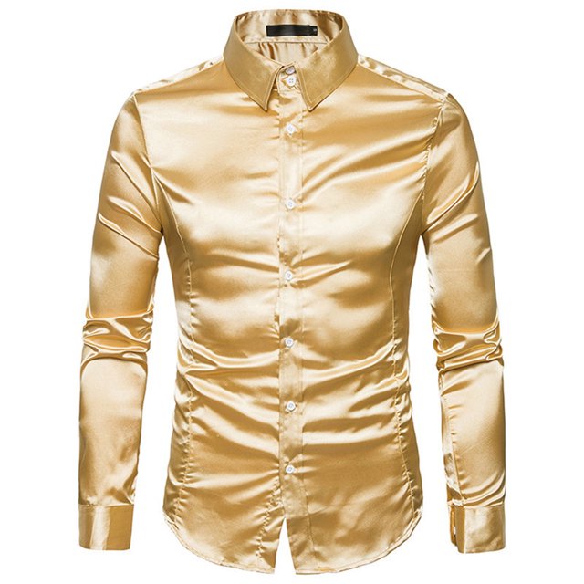 maskred Long Sleeve Tops For Men - Functional Anti-wrinkle Sustainable And Chic Good Cut For Normal Body Casual Work Shirt yellow M