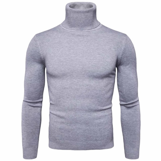 RKSTN Chandail pour Homme Automne Mode Décontractée Uni Chandail Col Roulé Bordure Tricot de Base Garder au Chaud Chandail Blouse Décontractée Ample Chandails