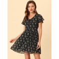 thumbnail image 2 of INSPIRE CHIC Women's Floral Lace-up Chiffon Dress, 2 of 6