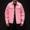 thumbnail image 2 of Pink for Mens Winter Fall Long Sleeve Denim Hippie Victorian Western Ripped Renaissance Peasant Ethnic Motorcycle Distressed Plain Steampunk Outfits Mens 2025 5XL, 2 of 9