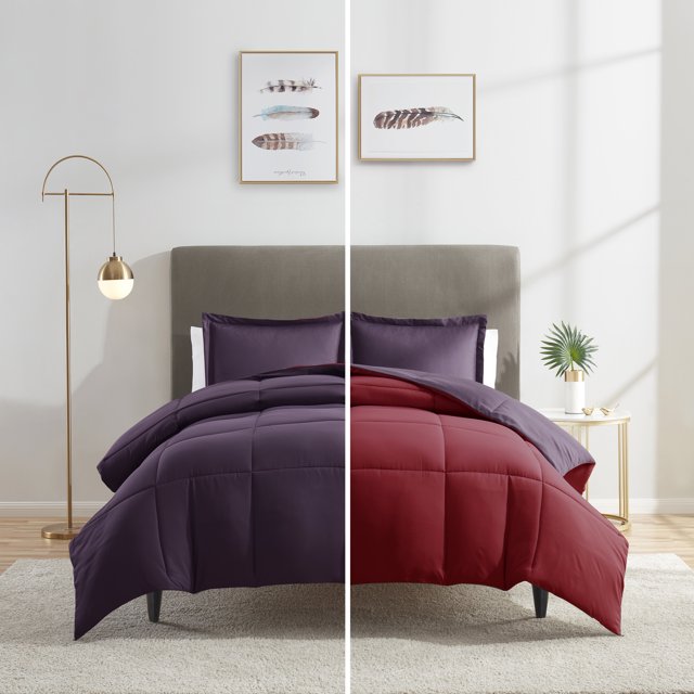 Nestl Ensemble de Couette Réversible, Ensemble de Couette Très Grand/Cal Très Grand, Rouge/aubergine
