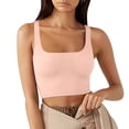 thumbnail image 1 of asjyhkr Crop Tank Tops for Women Ribbed Knit Square Neck Sleeveless Slim Fitting T Shirts Summer Basic Tees, 1 of 6