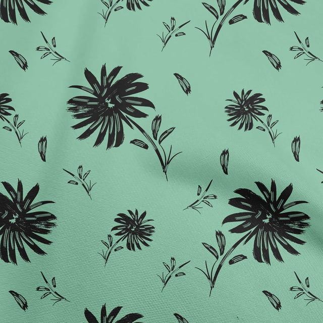 oneOone Rayon Sea Green Fabric Floral Sewing Craft Projects Fabric Prints By Yard 56 Inch Wide