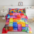 thumbnail image 1 of YST Rainbow Bedding Set,Colorful Geometry Comforter Set,Tie Dye Plaid Pattern Down Comforter,Modern Abstract Art Style Duvet Set 1 Comforter with 2 Pillow Cases,King Size 3Pcs Soft Warm, 1 of 5