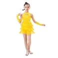 thumbnail image 2 of GDREDA Girls Performance Latin Dance Jumpsuit Training Fringe Skirt Competition Girl's Jumpsuits, Rompers & Overalls Yellow,4-5 Years, 2 of 4