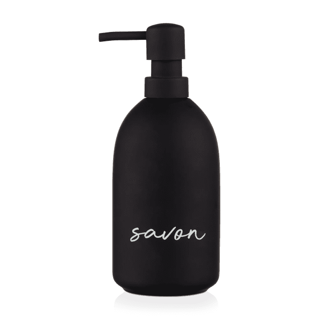 Bouclair Black Ceramic Soap Dispenser with Typography