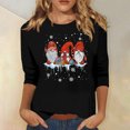thumbnail image 1 of Meichang Hauts de Noël pour Femmes Manches 3/4 Col Rond Gnomes Graphiques T-Shirts Blouse Décontractée de Vacances en Solde Cadeaux de Noël, 1 of 4
