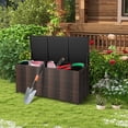 thumbnail image 4 of Outdoor Rattan Deck Box, 96 Gallon PE Wicker Patio Storage Box with Wheels and Liner - Multifunctional Storage for Patio Furniture Cushions, Garden Tools, and Pool Accessories, 4 of 4