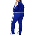 thumbnail image 5 of MAWCLOS Women Plus Size Slim Leg Sweatsuits Running Long Sleeve Jacket+Sweatpants Blue XXXXXL, 5 of 5