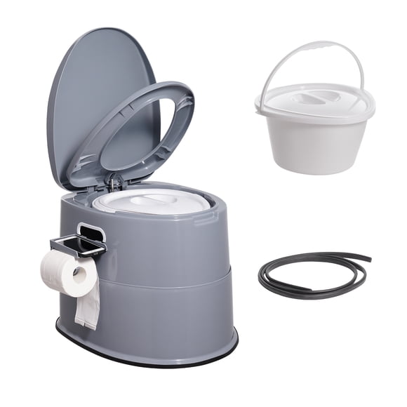VEVOR Portable Toilet for Camping, Porta Potty with 1.3 Gal Detachable Inner Bucket & Removable Paper Holder, Commode with Dual Lids, Travel Toilet