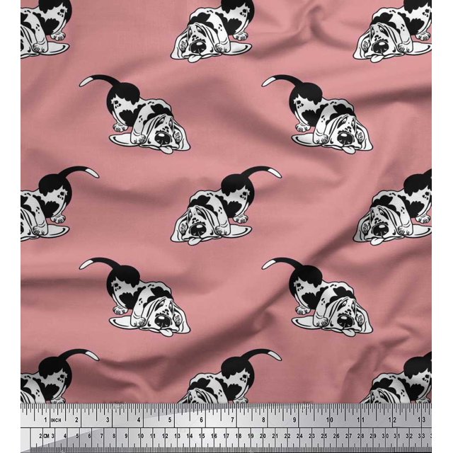 Soimoi Viscose Chiffon Fabric Basset Hound Dog Fabric Prints by Yard 42 Inch Wide
